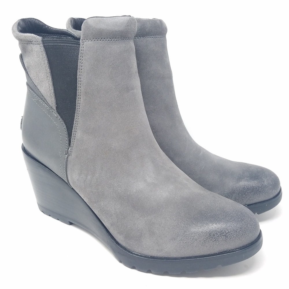 Sorel women 11 After Hours gray suede wedge Chelsea boots grungecore Gorpcore